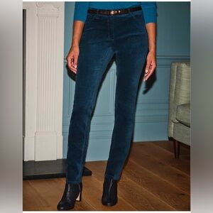 Pure Collection Velvet Jeans Dark Teal Blue size 12 L